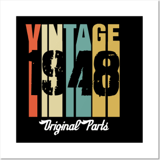 Vintage 1948 Original Parts Retro Vintage Birthday Gifts 70s Posters and Art